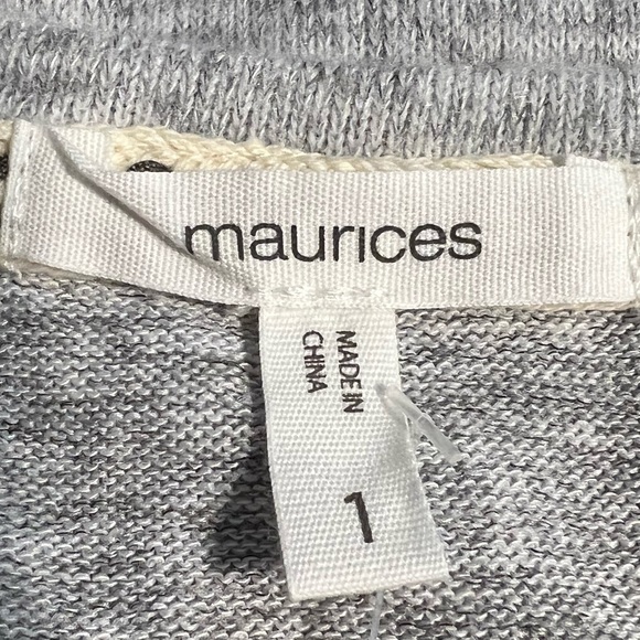 Maurice’s Gray Knit Long Sleeve Top Black Lace hem - Picture 8 of 11